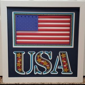 Handcrafted 3d USA Shadow Box 9" x 9"